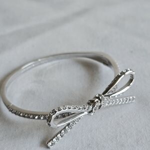 kate spade Silver Crystal Bow Bangle Bracelet